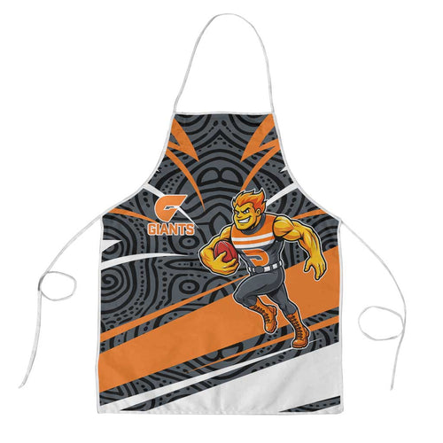 Greater Western Sydney Giants Australian Football Apron Athletic Hero Mascot With Indigenous Pattern Art