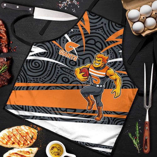 Greater Western Sydney Giants Australian Football Apron Athletic Hero Mascot With Indigenous Pattern Art