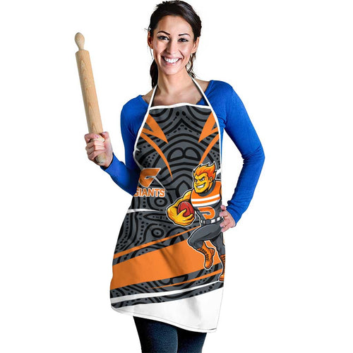 Greater Western Sydney Giants Australian Football Apron Athletic Hero Mascot With Indigenous Pattern Art