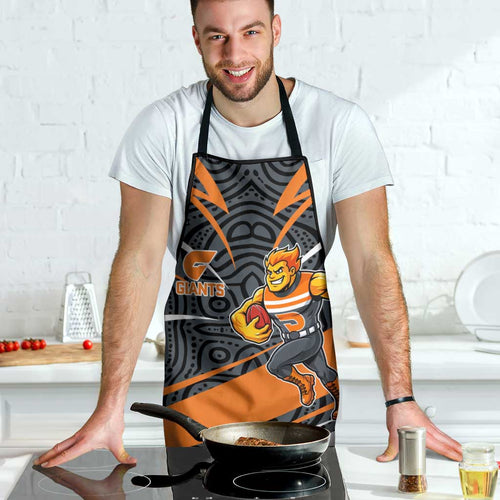 Greater Western Sydney Giants Australian Football Apron Athletic Hero Mascot With Indigenous Pattern Art