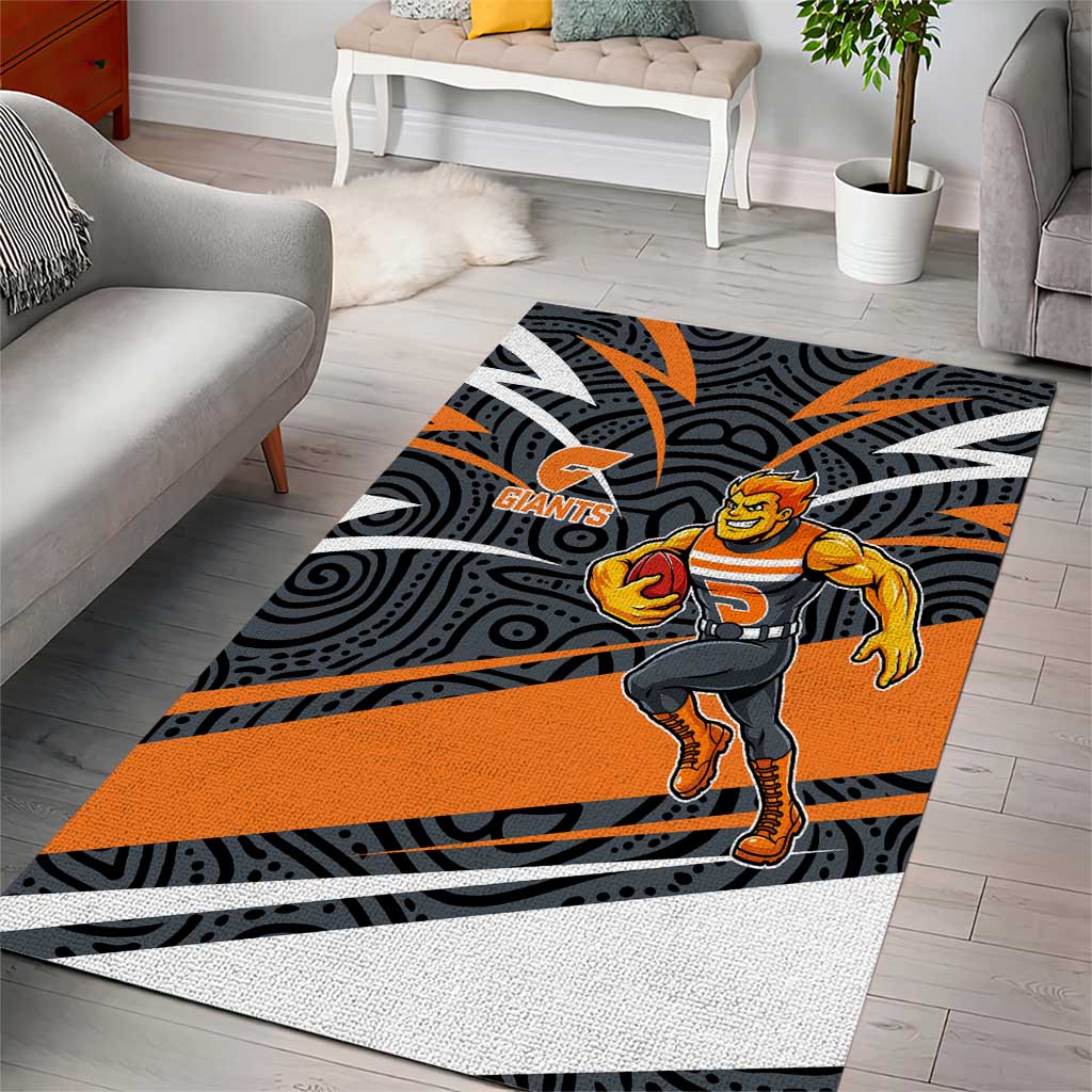 Greater Western Sydney Giants Australian Football Area Rug Athletic Hero Mascot With Indigenous Pattern Art
