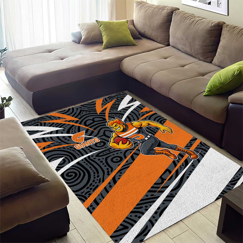 Greater Western Sydney Giants Australian Football Area Rug Athletic Hero Mascot With Indigenous Pattern Art