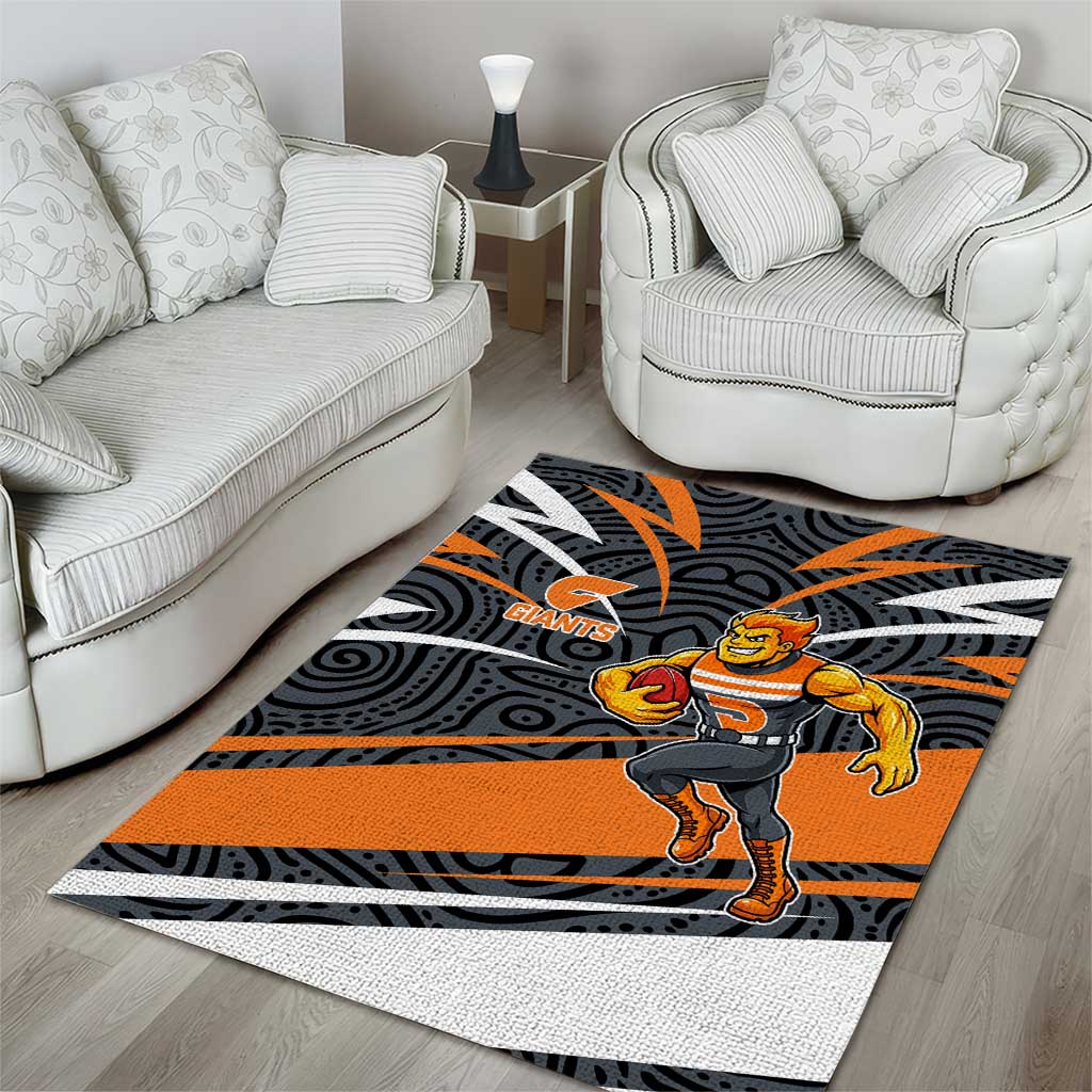 Greater Western Sydney Giants Australian Football Area Rug Athletic Hero Mascot With Indigenous Pattern Art