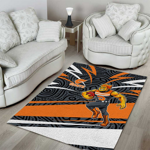 Greater Western Sydney Giants Australian Football Area Rug Athletic Hero Mascot With Indigenous Pattern Art
