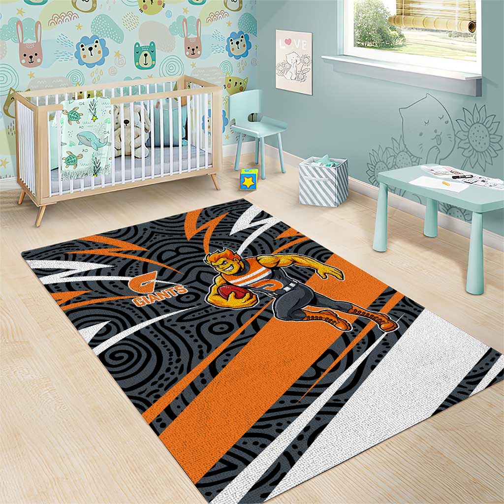 Greater Western Sydney Giants Australian Football Area Rug Athletic Hero Mascot With Indigenous Pattern Art