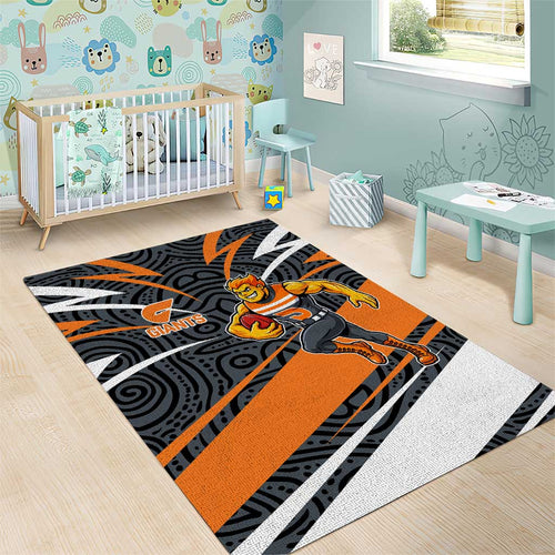 Greater Western Sydney Giants Australian Football Area Rug Athletic Hero Mascot With Indigenous Pattern Art
