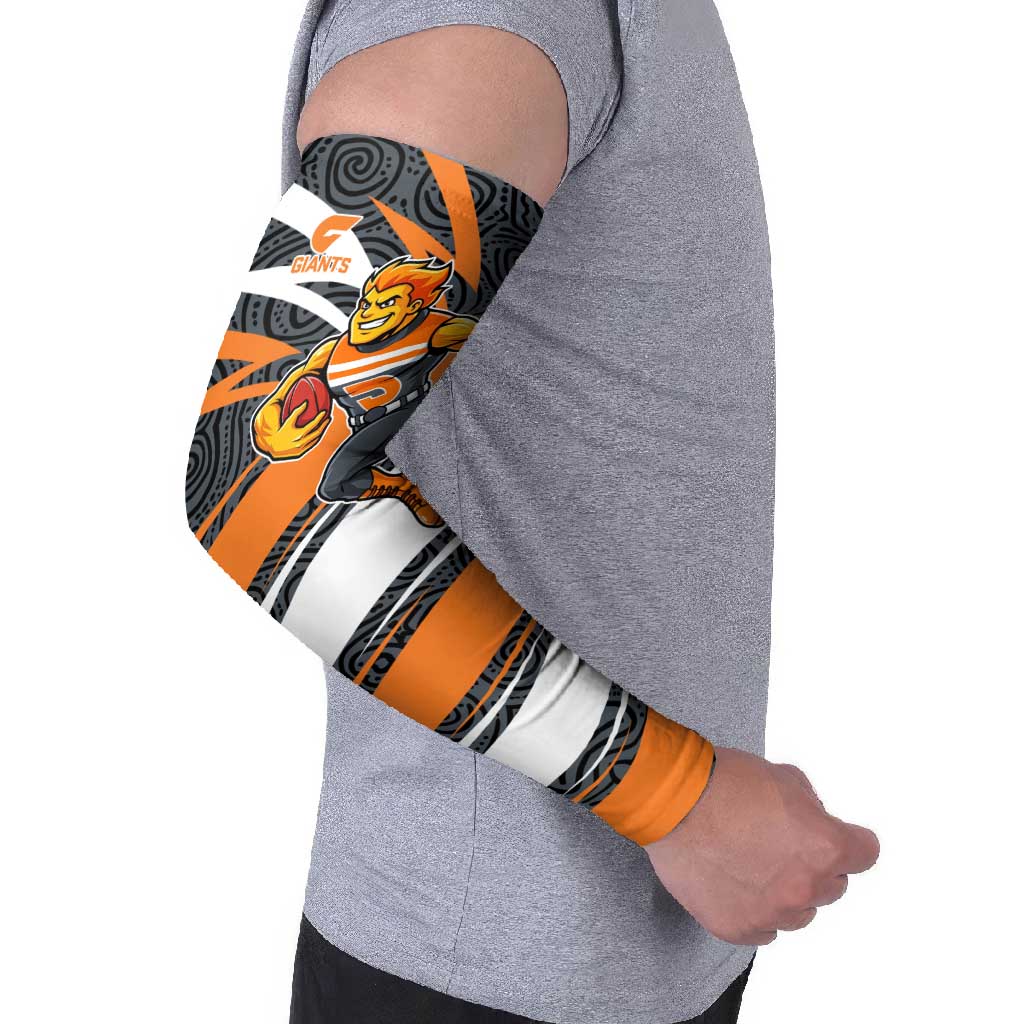 Greater Western Sydney Giants Australian Football Arm Sleeves Athletic Hero Mascot With Indigenous Pattern Art