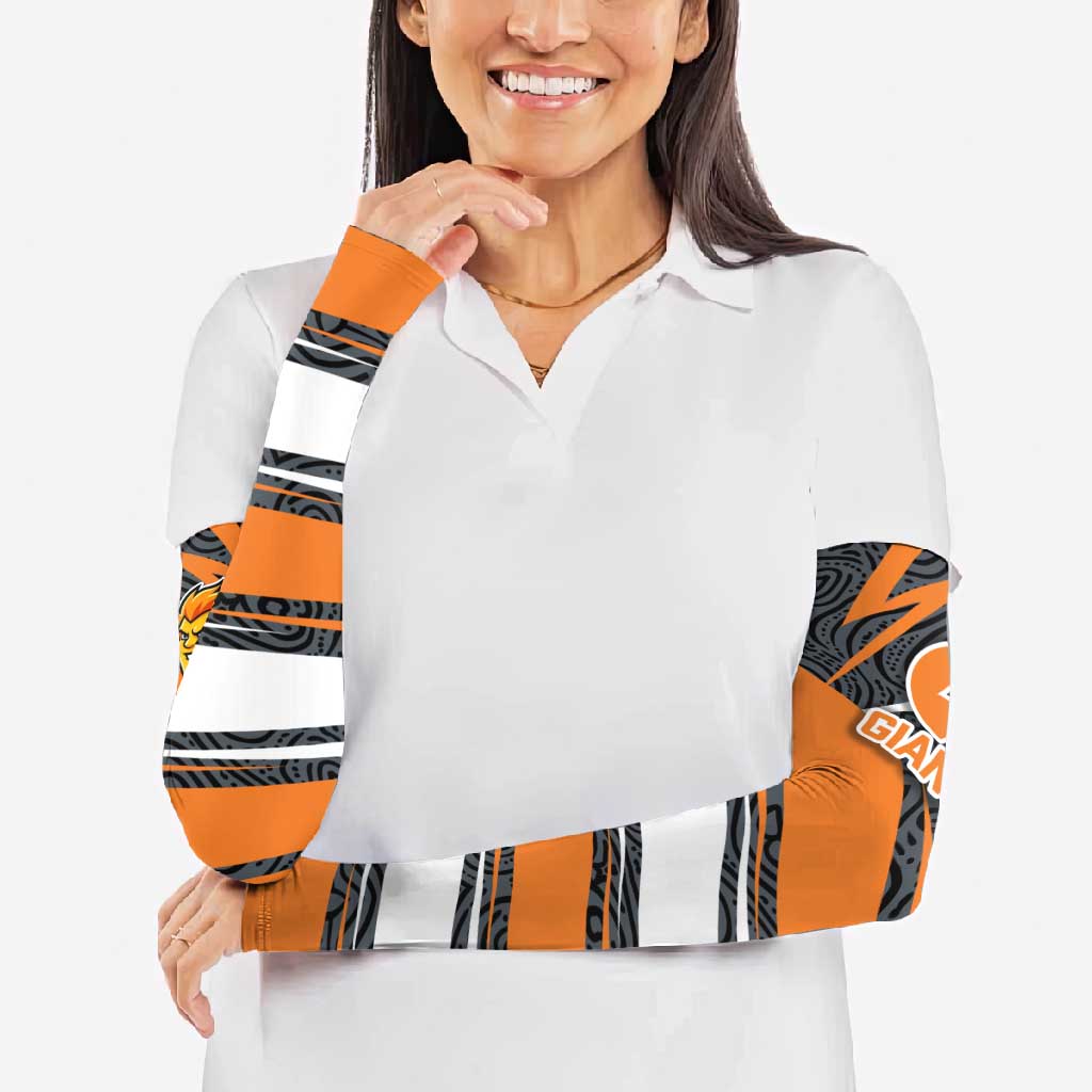 Greater Western Sydney Giants Australian Football Arm Sleeves Athletic Hero Mascot With Indigenous Pattern Art