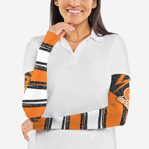 Greater Western Sydney Giants Australian Football Arm Sleeves Athletic Hero Mascot With Indigenous Pattern Art