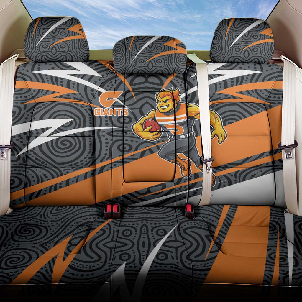 Greater Western Sydney Giants Australian Football Back Car Seat Cover Athletic Hero Mascot With Indigenous Pattern Art