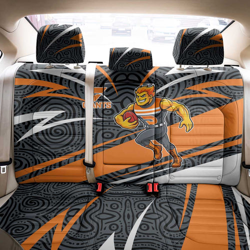 Greater Western Sydney Giants Australian Football Back Car Seat Cover Athletic Hero Mascot With Indigenous Pattern Art