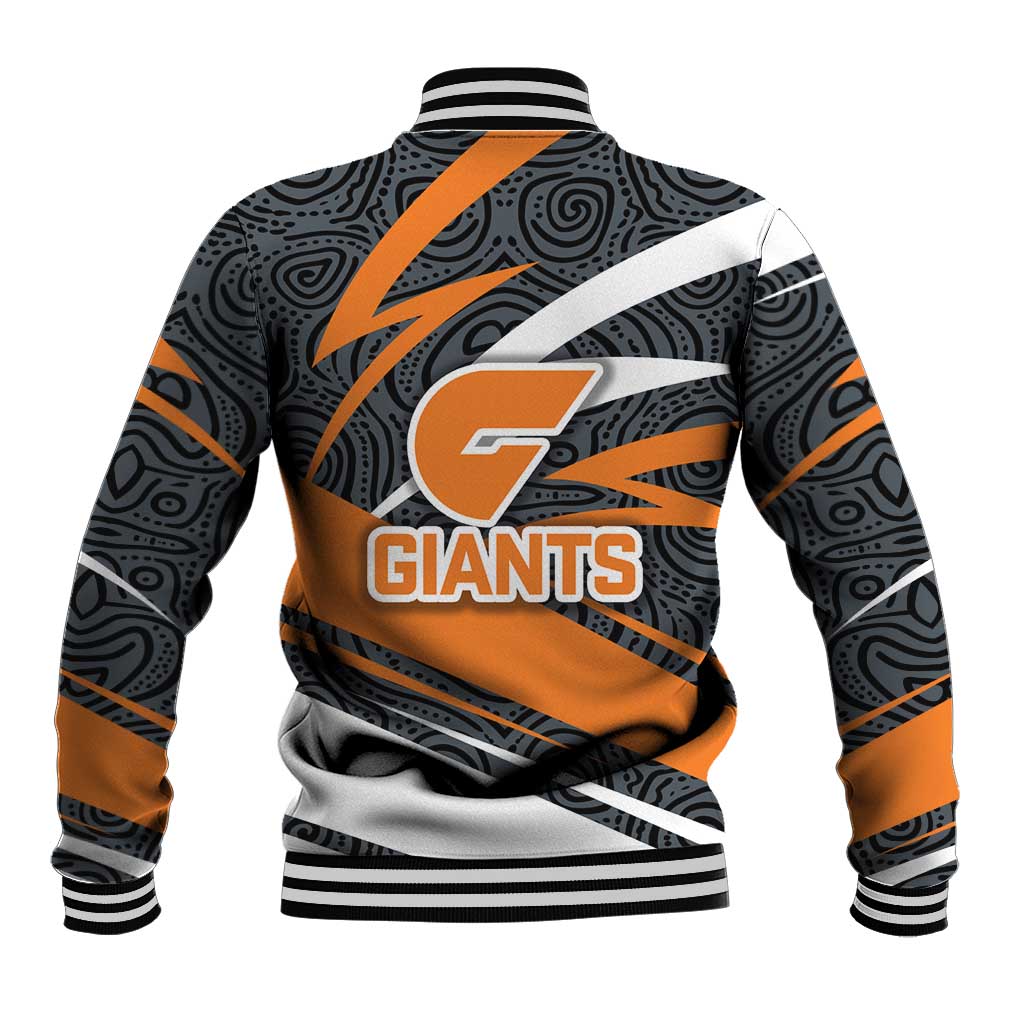 Greater Western Sydney Giants Australian Football Baseball Jacket Athletic Hero Mascot With Indigenous Pattern Art