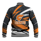 Greater Western Sydney Giants Australian Football Baseball Jacket Athletic Hero Mascot With Indigenous Pattern Art