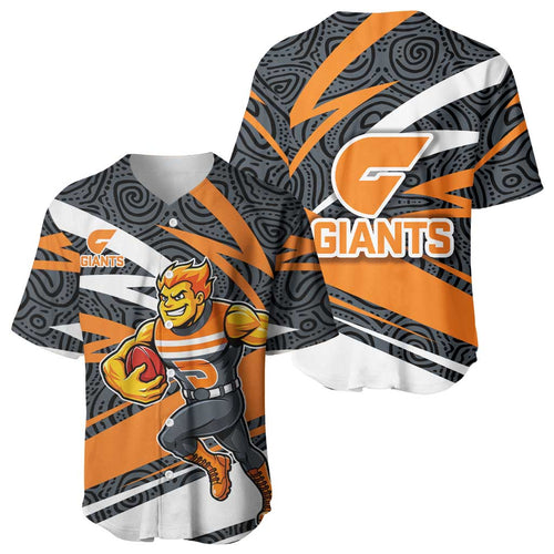Greater Western Sydney Giants Australian Football Baseball Jersey Athletic Hero Mascot With Indigenous Pattern Art