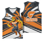 Greater Western Sydney Giants Australian Football Basketball Jersey Athletic Hero Mascot With Indigenous Pattern Art