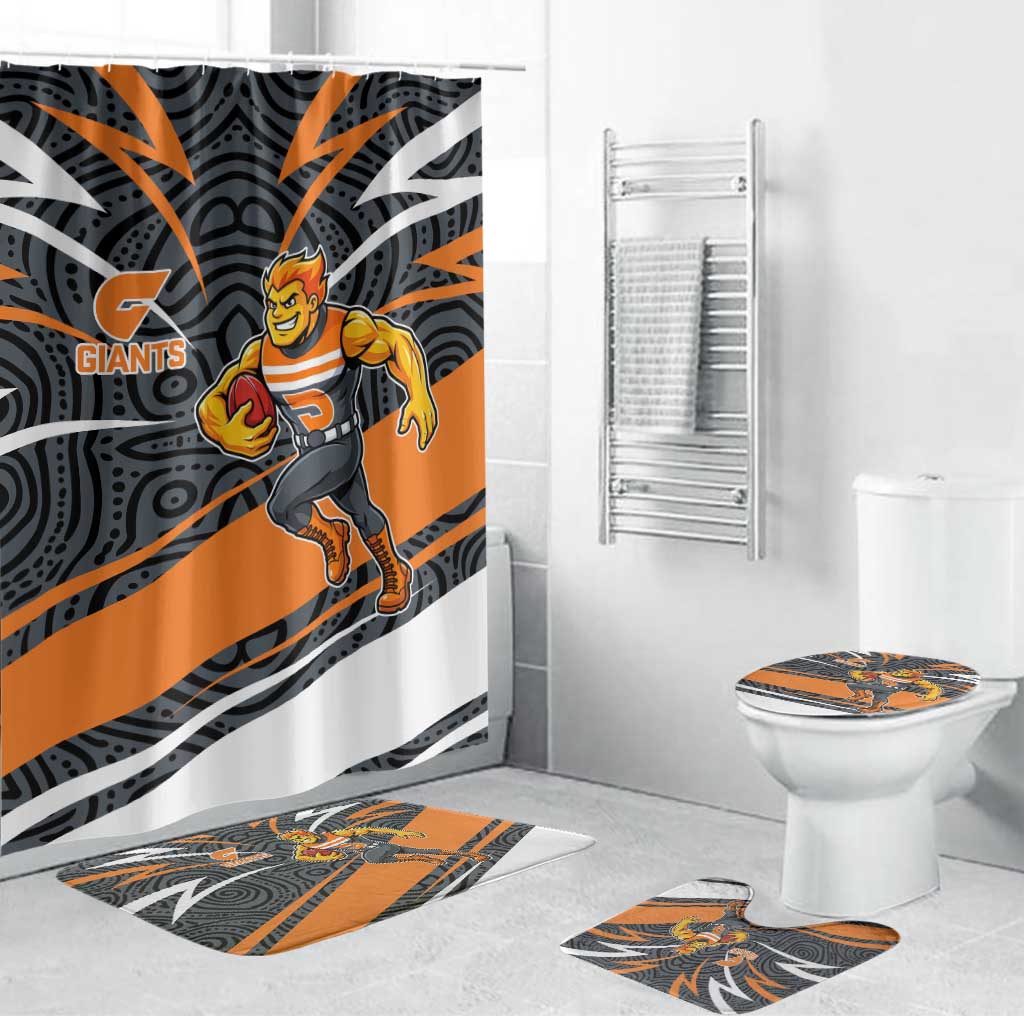Greater Western Sydney Giants Australian Football Bathroom Set Athletic Hero Mascot With Indigenous Pattern Art