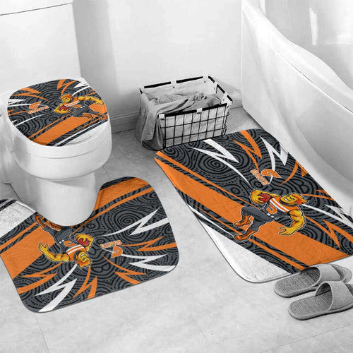 Greater Western Sydney Giants Australian Football Bathroom Set Athletic Hero Mascot With Indigenous Pattern Art