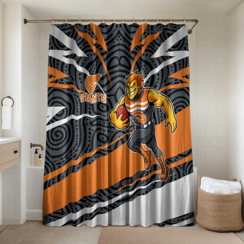 Greater Western Sydney Giants Australian Football Bathroom Set Athletic Hero Mascot With Indigenous Pattern Art