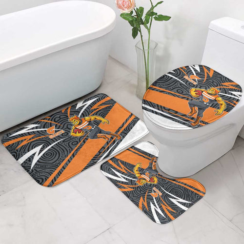Greater Western Sydney Giants Australian Football Bathroom Set Athletic Hero Mascot With Indigenous Pattern Art