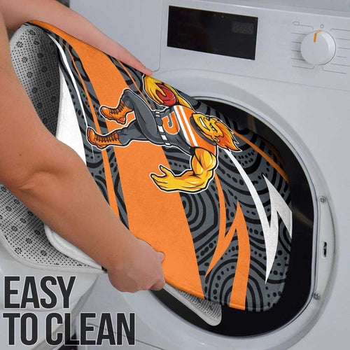 Greater Western Sydney Giants Australian Football Bathroom Set Athletic Hero Mascot With Indigenous Pattern Art
