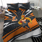 Greater Western Sydney Giants Australian Football Bedding Set Athletic Hero Mascot With Indigenous Pattern Art