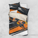 Greater Western Sydney Giants Australian Football Bedding Set Athletic Hero Mascot With Indigenous Pattern Art