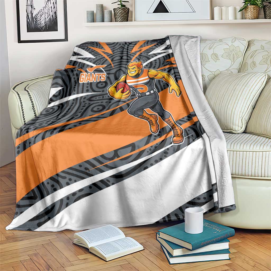 Greater Western Sydney Giants Australian Football Blanket Athletic Hero Mascot With Indigenous Pattern Art