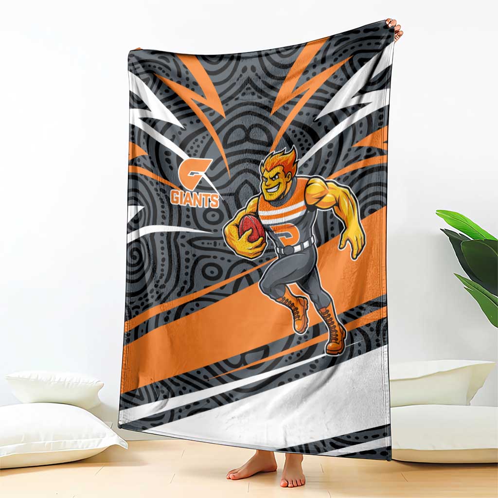 Greater Western Sydney Giants Australian Football Blanket Athletic Hero Mascot With Indigenous Pattern Art