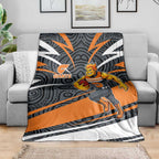 Greater Western Sydney Giants Australian Football Blanket Athletic Hero Mascot With Indigenous Pattern Art