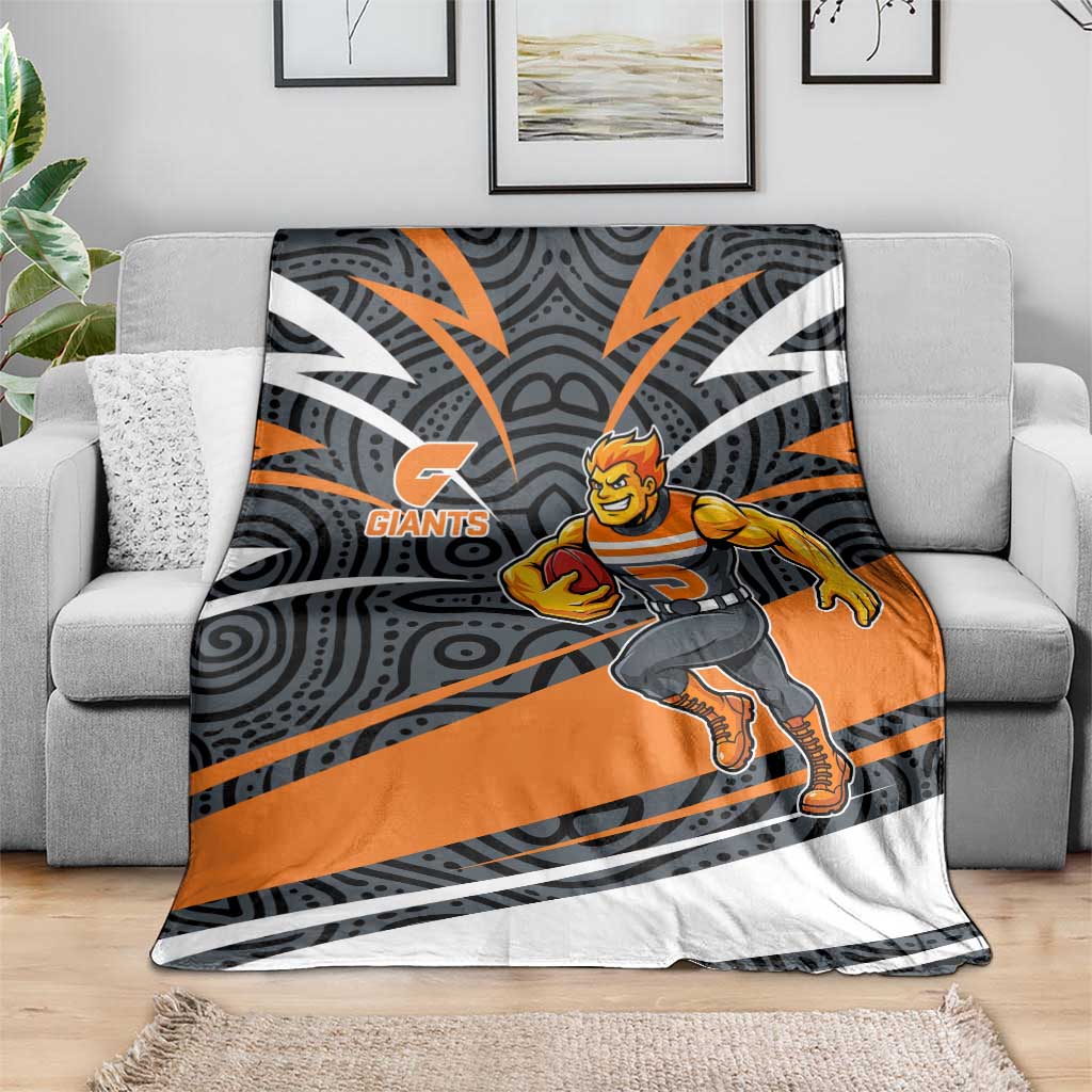 Greater Western Sydney Giants Australian Football Blanket Athletic Hero Mascot With Indigenous Pattern Art