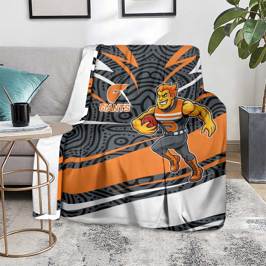 Greater Western Sydney Giants Australian Football Blanket Athletic Hero Mascot With Indigenous Pattern Art