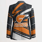 Greater Western Sydney Giants Australian Football Blazer Athletic Hero Mascot With Indigenous Pattern Art