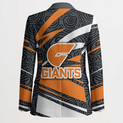 Greater Western Sydney Giants Australian Football Blazer Athletic Hero Mascot With Indigenous Pattern Art
