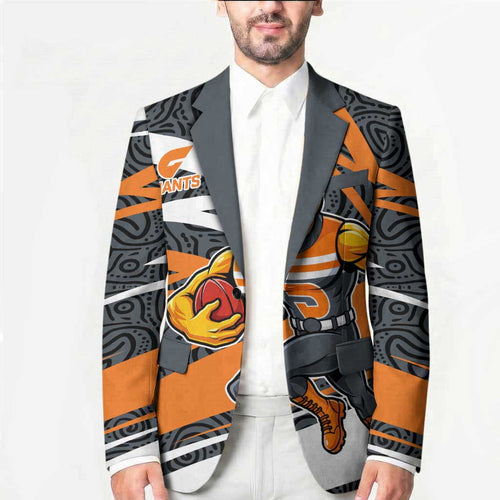 Greater Western Sydney Giants Australian Football Blazer Athletic Hero Mascot With Indigenous Pattern Art