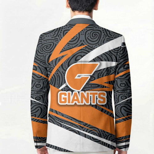 Greater Western Sydney Giants Australian Football Blazer Athletic Hero Mascot With Indigenous Pattern Art