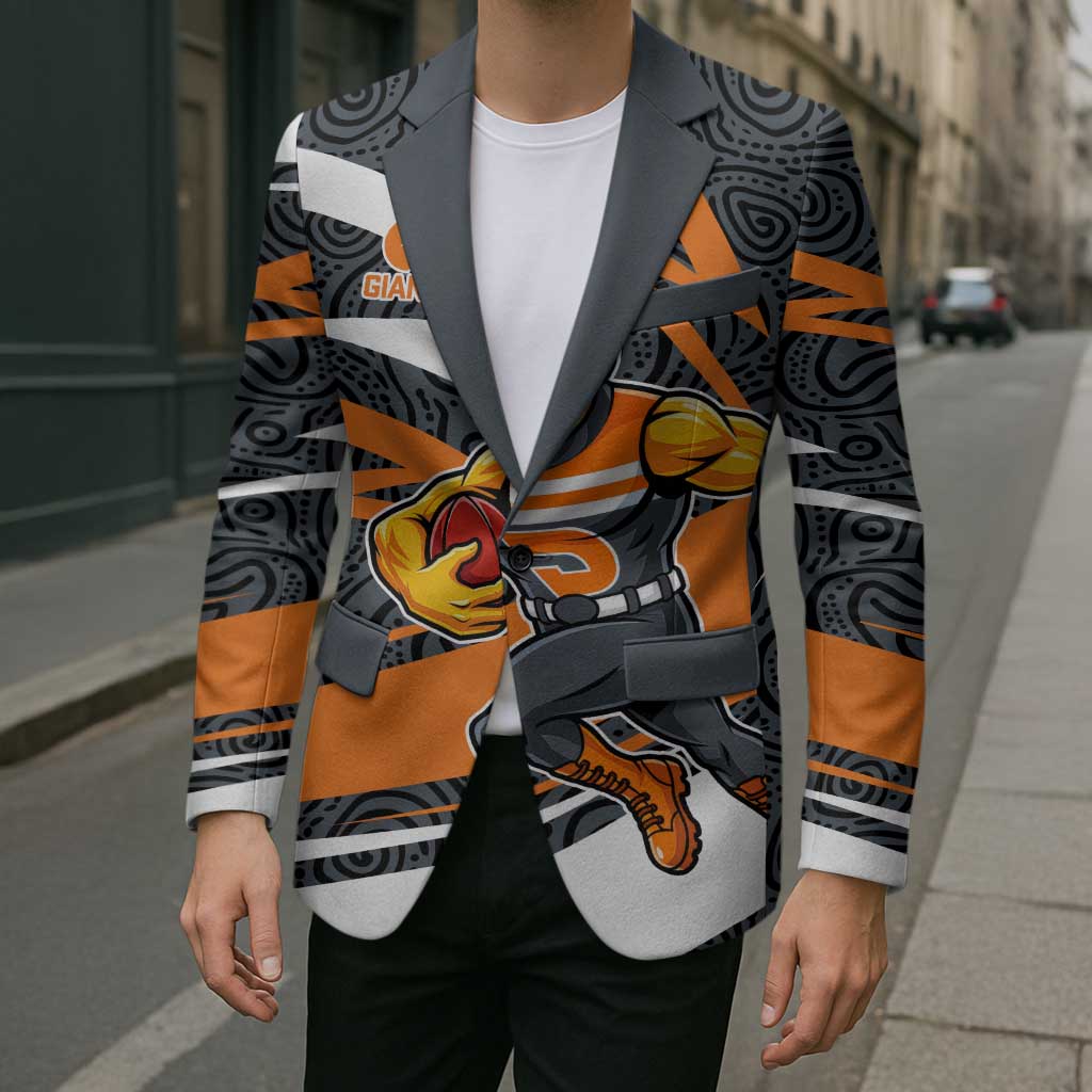 Greater Western Sydney Giants Australian Football Blazer Athletic Hero Mascot With Indigenous Pattern Art