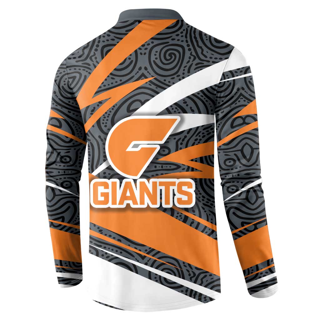 Greater Western Sydney Giants Australian Football Button Sweatshirt Athletic Hero Mascot With Indigenous Pattern Art