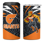 Greater Western Sydney Giants Australian Football 4 in 1 Can Cooler Tumbler Athletic Hero Mascot With Indigenous Pattern Art