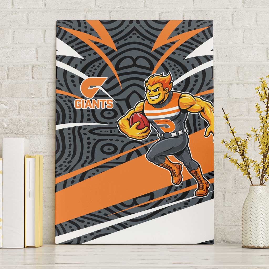 Greater Western Sydney Giants Australian Football Canvas Wall Art Athletic Hero Mascot With Indigenous Pattern Art