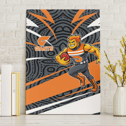 Greater Western Sydney Giants Australian Football Canvas Wall Art Athletic Hero Mascot With Indigenous Pattern Art