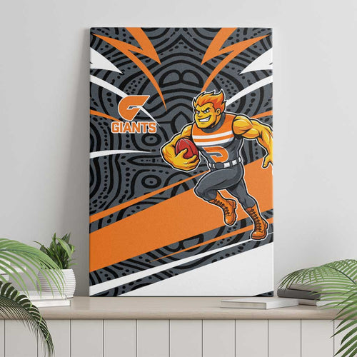 Greater Western Sydney Giants Australian Football Canvas Wall Art Athletic Hero Mascot With Indigenous Pattern Art