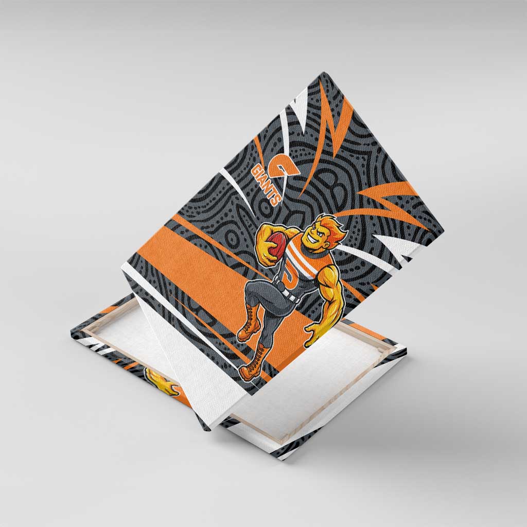 Greater Western Sydney Giants Australian Football Canvas Wall Art Athletic Hero Mascot With Indigenous Pattern Art