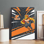 Greater Western Sydney Giants Australian Football Canvas Wall Art Athletic Hero Mascot With Indigenous Pattern Art