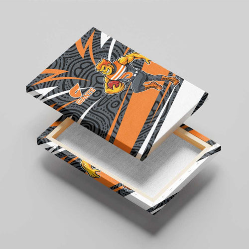 Greater Western Sydney Giants Australian Football Canvas Wall Art Athletic Hero Mascot With Indigenous Pattern Art