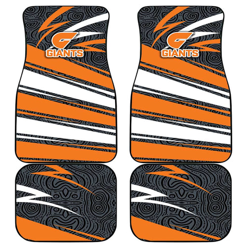Greater Western Sydney Giants Australian Football Car Mats Athletic Hero Mascot With Indigenous Pattern Art