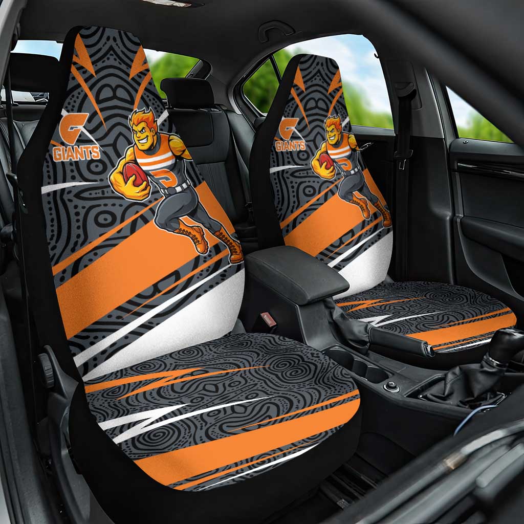 Greater Western Sydney Giants Australian Football Car Seat Cover Athletic Hero Mascot With Indigenous Pattern Art