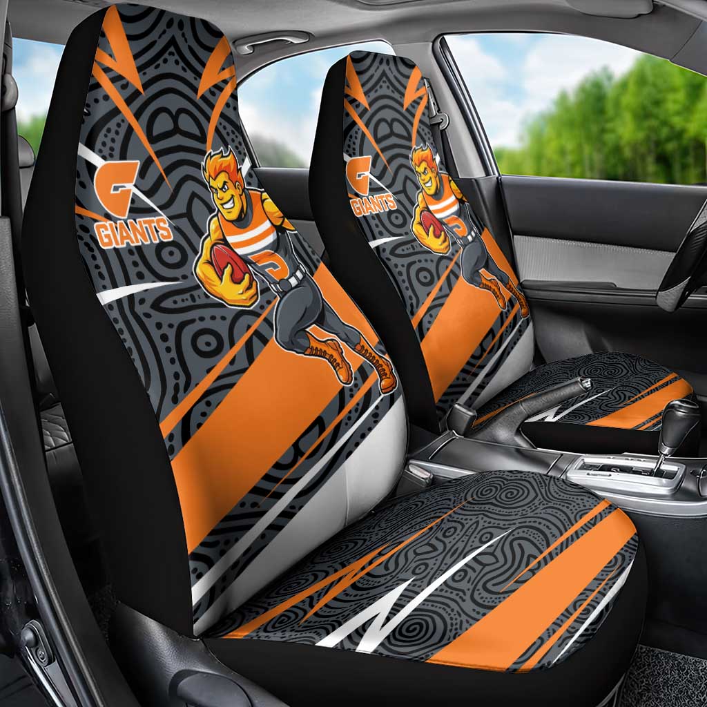 Greater Western Sydney Giants Australian Football Car Seat Cover Athletic Hero Mascot With Indigenous Pattern Art