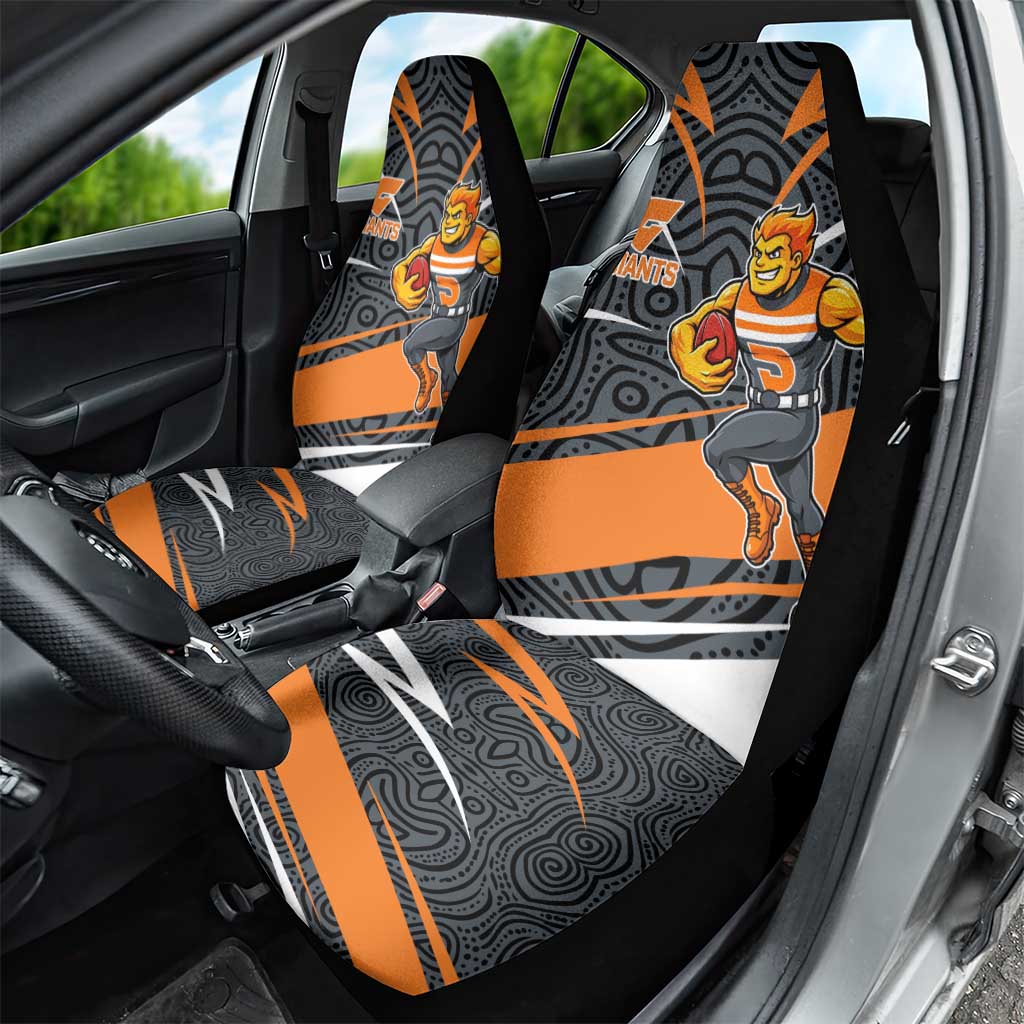 Greater Western Sydney Giants Australian Football Car Seat Cover Athletic Hero Mascot With Indigenous Pattern Art
