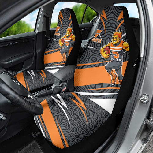 Greater Western Sydney Giants Australian Football Car Seat Cover Athletic Hero Mascot With Indigenous Pattern Art