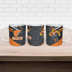 Greater Western Sydney Giants Australian Football Ceramic Mug Athletic Hero Mascot With Indigenous Pattern Art